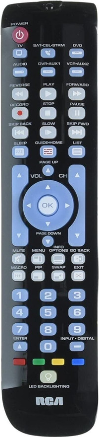 RCA RCRN03BR 3 Device Universal Remote with Green Backlit Keypad