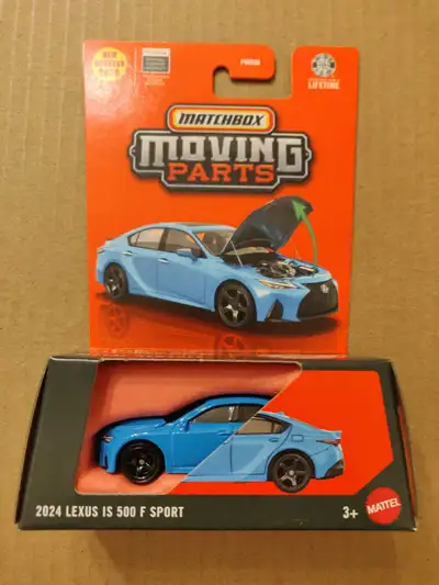 New Matchbox Moving Parts 2024 Lexus IS 500 F Sport 1/64 diecast car with opening hood feature $12
