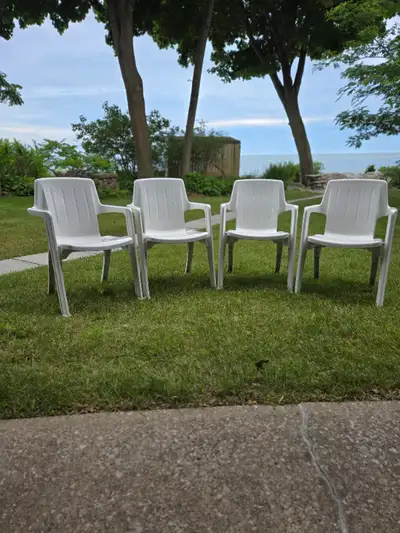 4 outdoor plastic chairs, View more