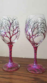 Fancy handpainted wine glasses