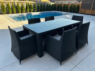 Outdoor wicker patio table and chairs furniture, View more