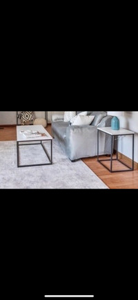 White coffee table with 2 side tables