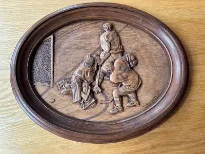 Vintage Hockey Carving: Kim Murray Sports Art WallDecor (20x16), View more