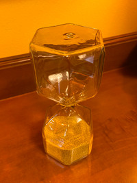 Like New Ikea TILLSYN Decorative Hourglass Clear Glass Gold Bead