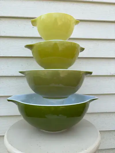 Vintage Pyrex Green Verde Cinderella Nesting Set, View more