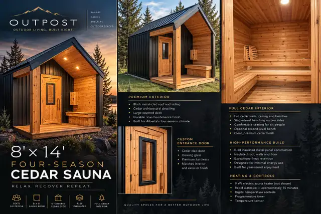Outpost 8' x 14' Cedar Sauna