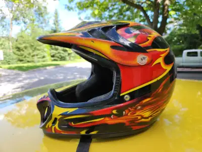 Previously loved Fire Dragon theme Zeus motocross / dirt bike helmet size Large. DOT approved