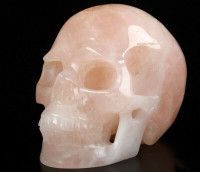 Huge 5.0" Rose Quartz Crystal Skull! Hand carved, realistic.