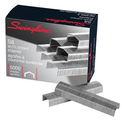 Swingline S8 Arch Crown Staples, 5000 Staples. For use with Swingline S8 and Bostitch B8 staplers. G...