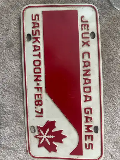 jeux Canada Games Saskatoon 1971 license plate