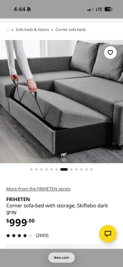  IKEA FRIHETEN corner sofa-bed, View more