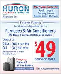 FURNACES & AIR CONDITIONERS 24/7 REPAIR & SERVICE $49 S. CALL