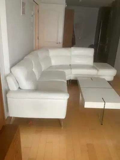 Classy 2-year-old, almost brand-new genuine leather sofa set. Very-well maintained. Can be paired wi...