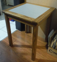Classy Lego Build Top Inlay End Table - Brown Wood