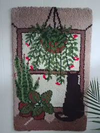 Handcrafted Hooked Rug Hanger, 50 in.x30 in. Good Condition