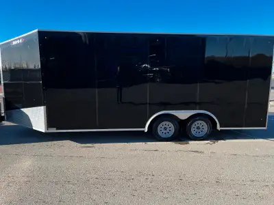 2024 enclosed trailer with a diesel heater. Front and rear ramps. 23’ trailer… 18’ box plus 5’ V. In...