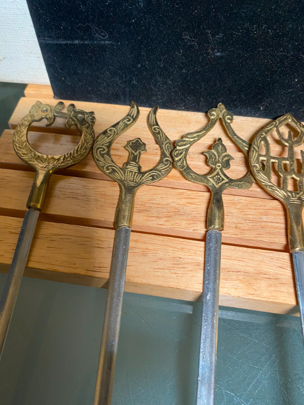 Vintage Turkish BBQ Skewers, 8 Brass and Stainless Steel Kebab S in Arts & Collectibles in Vancouver - Image 2