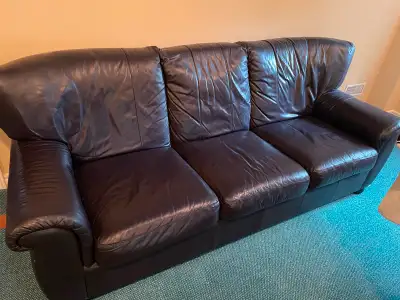 Eggplant Leather sofa and love seat,, View more