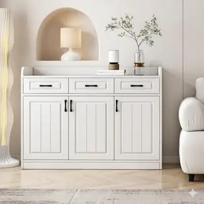 Brand New White 3-Drawer and 3-Door Sideboard with Vertical Pane, View more