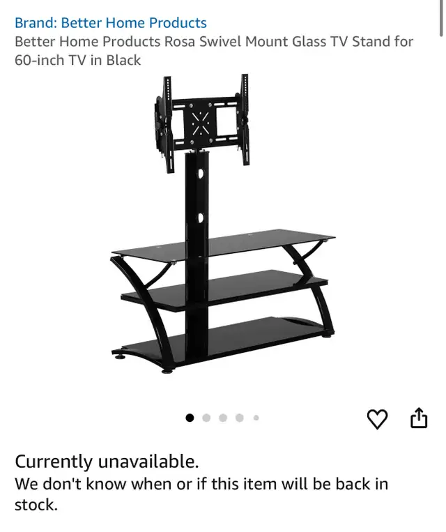 Swivel Mount Glass TV Stand in Other in Hamilton - Image 2