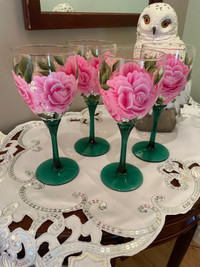 Hand Painted Wine Glasses 2 for $20  Vase $10
