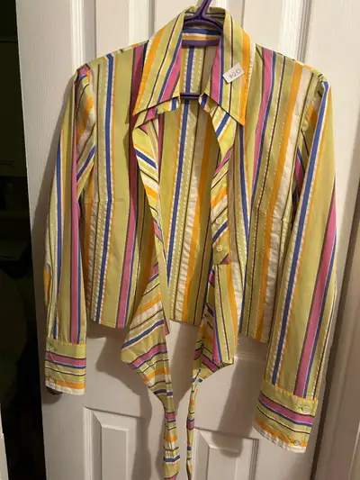 Short top with tie in front or back $15 striped pattern, View more