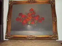 oil painting roses in a vase