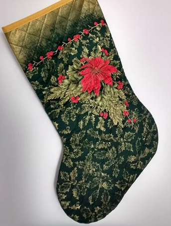 Festive Green and Red Handmade Stocking, View more