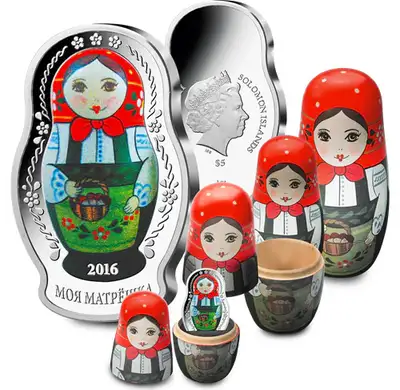 UNIQUE DOLL-IN-A-DOLL PACKAGING! The perfect way to display your gorgeous coin, your Matryoshka doll...