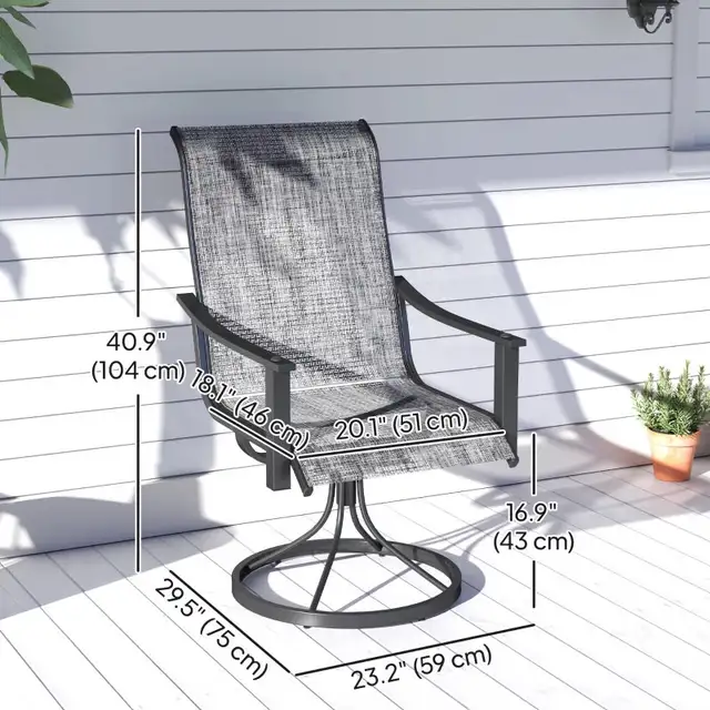 2pc Rocking Swivel Patio Chairs, Mesh Outdoor Swivel Dining in Chairs & Recliners in Markham / York Region - Image 4