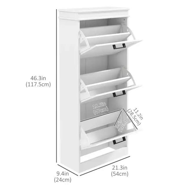 Shoe Storage Cabinet with 3 Flip Drawers and Adjustable Shelves, in Bookcases & Shelving Units in Markham / York Region - Image 4