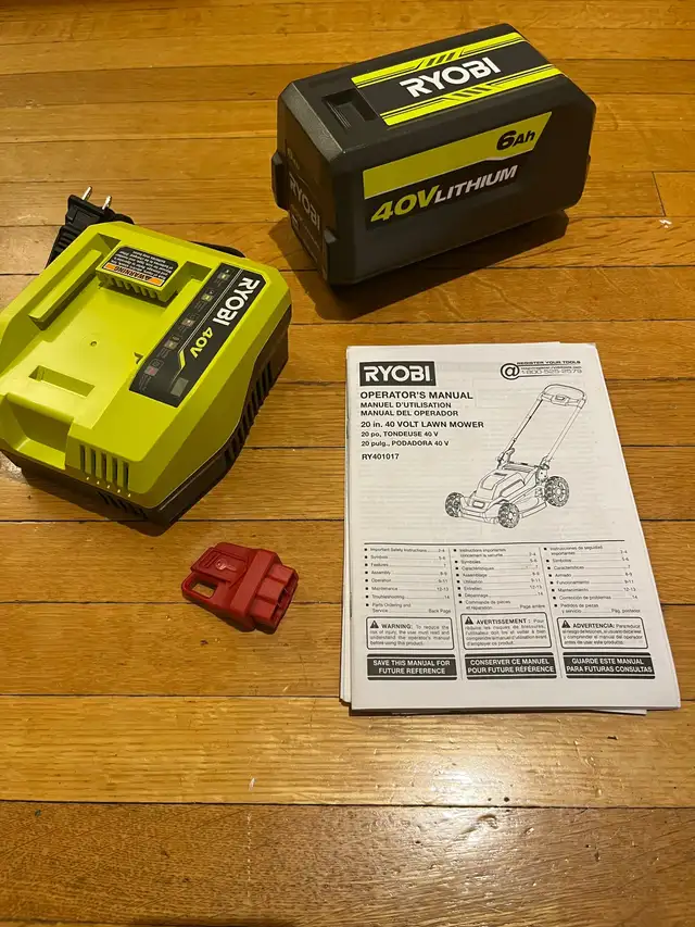 RYOBI 40V 20 in. Cordless push mower with battery and charger63013093071489123
