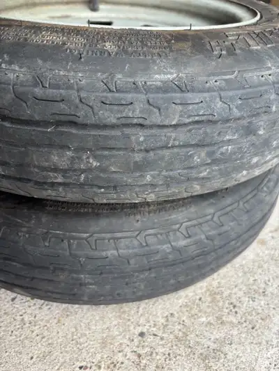 Utility or Boat trailer tires for sale. 4.80x12. Set of 2. Galvanized rims. Great condition overall....