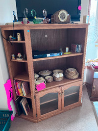 Solid Oak Corner Entertainment Centre/Display