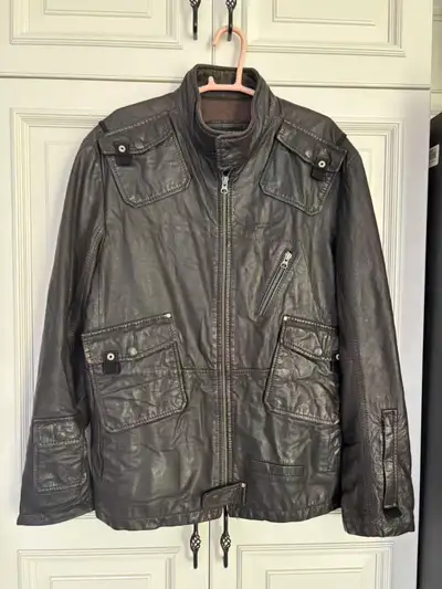 genuine leather coat, View more
