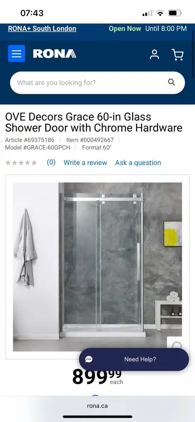 Brand new shower door with Chrome Hardware. Retails brand new at Rona for $899. Asking $500 obo. Wou...