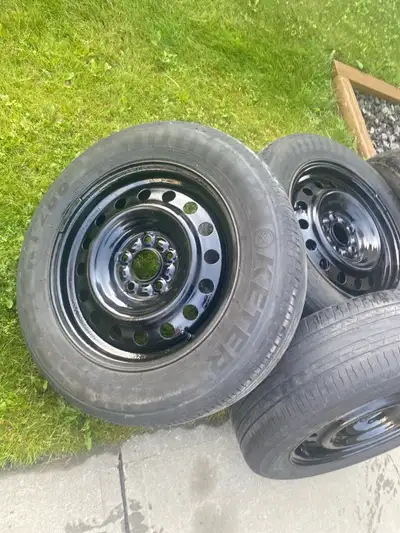 For Sale: 4 Steel Rims with Tires + 1 Spare Tire – 205/65R16 $225 OBO – Full Set, Great Condition Se...