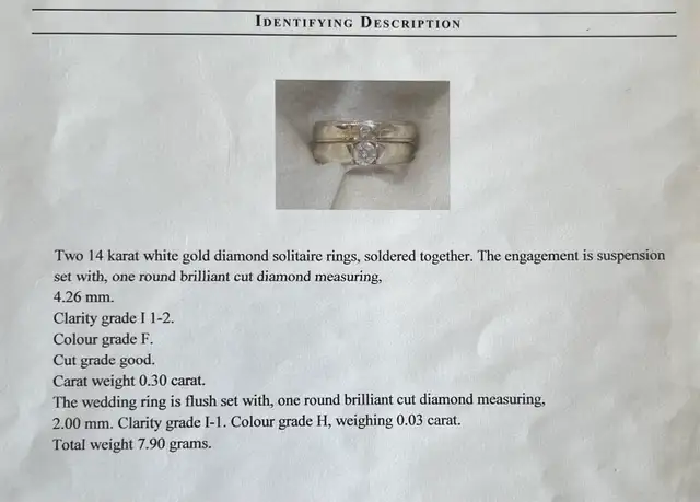 14K White Gold Diamond Wedding Set.  Size 5 ½. in Jewellery & Watches in Edmonton - Image 10