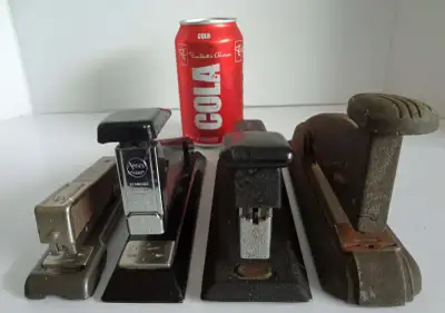 VINTAGE Art Deco Era Paper Staplers, all functional, with age appropriate wear $20 1. SWINGLINE SPEE...