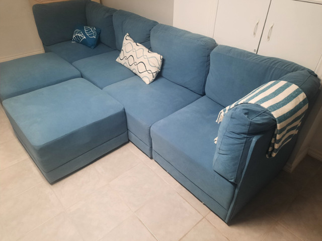 Moving sale - modular couch & ottomans in Couches & Futons in Kitchener / Waterloo