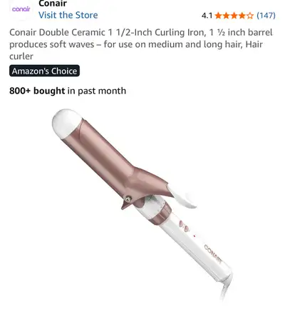 Conair Double Ceramic 1 1/2-Inch Curling Iron, View more