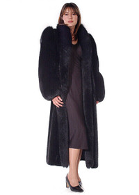 Black Mink and Fox Fur Coat (Genuine Fur)