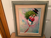 Vintage Clown Oil Painting by Renowned Clown Artist Gueth