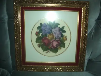 Petty-point flower stitching in beautiful frame, View more