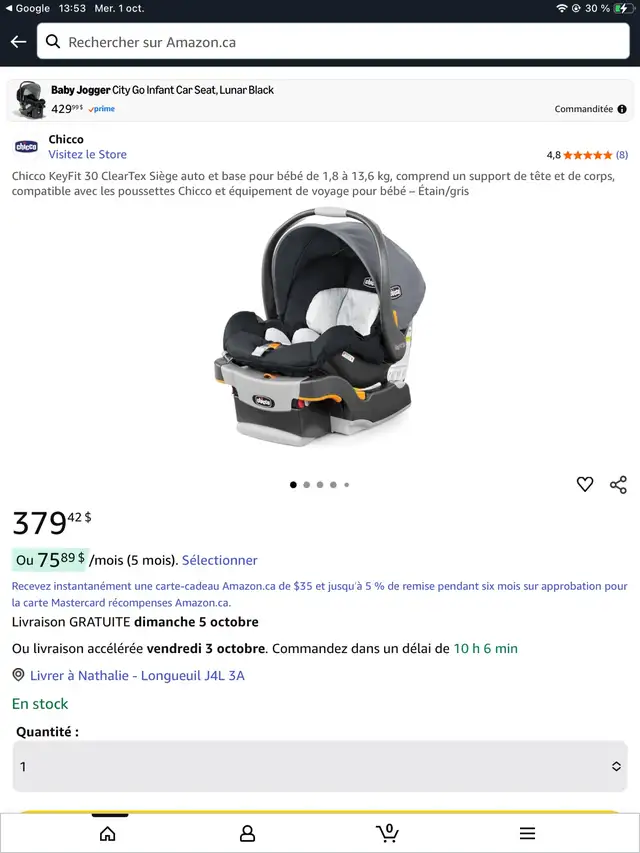 siege d’auto ,avec coquille de marque chicco in Strollers, Carriers & Car Seats in Longueuil / South Shore - Image 10