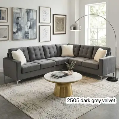 2505 Velvet Sectional Sofa, View more
