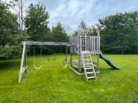 Swing set with picnic table