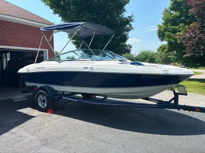 Selling our four winns h190 Mercury v6 4.3 new Bimini top , Bluetooth stereo and speakers, trailer t...