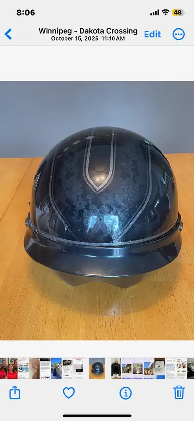 Womens motorcycle helmet size medium has pull down visor in helmet good condition In st. Vital area...