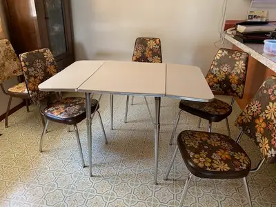 Kitchen table and chairs chrome set, View more
